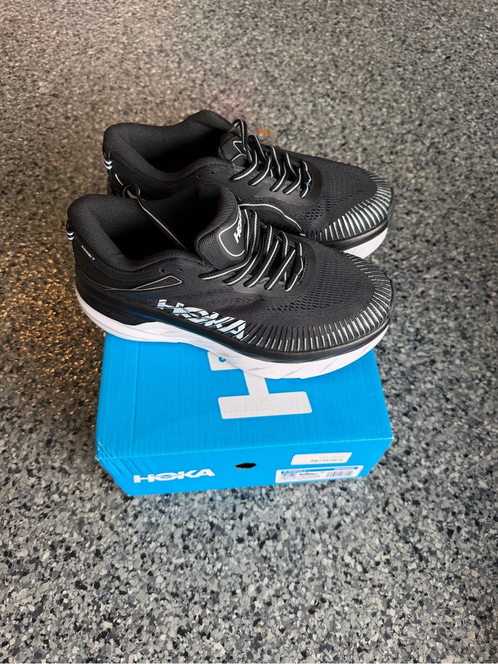 Hoka One One Men's Black and White Athletic Running Shoes